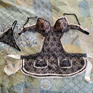 Victoria's Secret | 2009 Black & Pink Maid Chemise & Thong